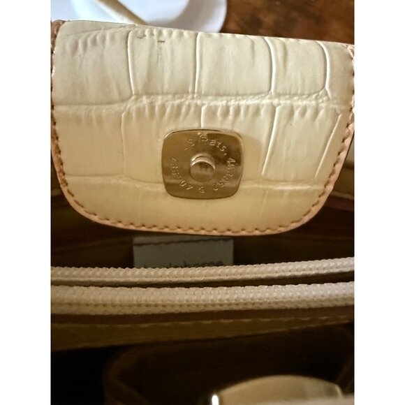 Liz Claiborne Cream Faux Crocodile Embossed Shoulder Tote Bag  Long Straps - Picture 11 of 12